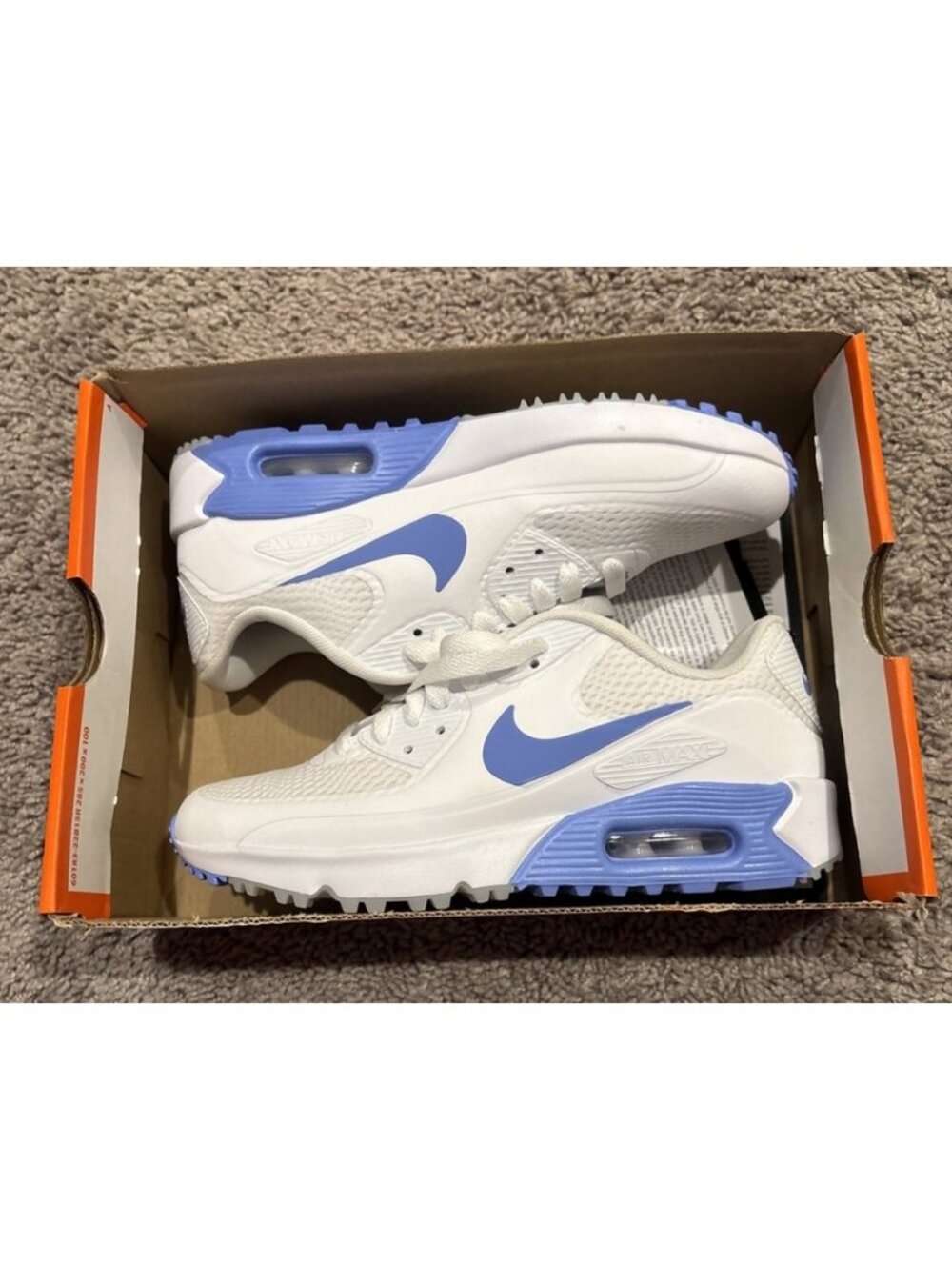 Nike Air Max 90 Golf / Size 7 Womens / White Royal Pulse HV9305-100 NEW